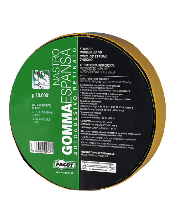 Facot Nastro Gomma Espansa Nero GOESP H 50 MM x 10 M