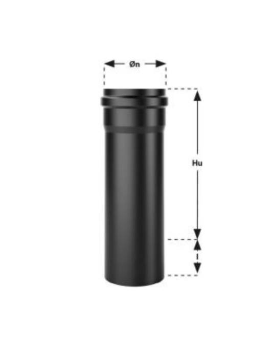 Tubo nero opaco per stufe a pellet in acciaio spessore 1,2 mm. 1 metro. Ø80