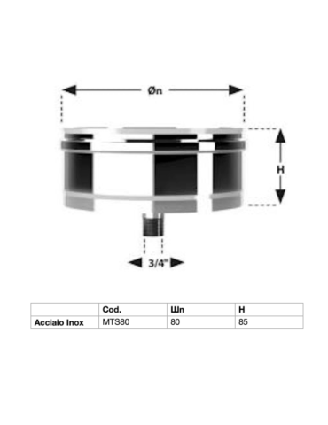 Tappo Scarico Condensa Ø80 In Acciaio Inox Aisi 316 L BA Spessore 0,44 mm.