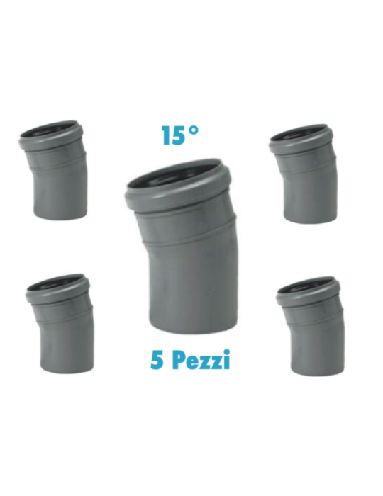 Curve 15° ( 5 PEZZI ) polipropilene diametro 40 mm Innesto