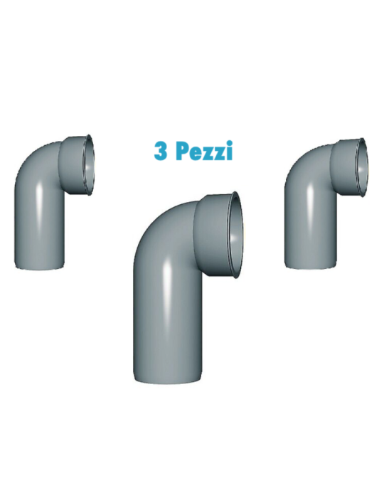 Curve tecniche (3 PEZZI) polipropilene diametro 40 innesto