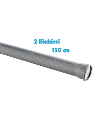 Tubo polipropilene 150 cm 2 bicchieri ad innesto diametro 40 mm