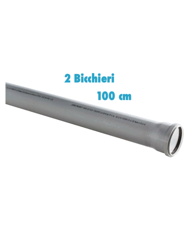 Tubo polipropilene 100 cm 2 Bicchieri ad innesto diametro 32 mm
