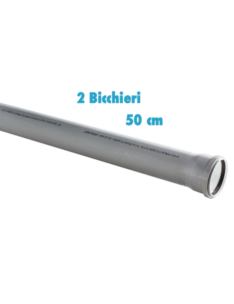 Tubo polipropilene 50 cm 2 Bicchieri ad innesto (5 PEZZI) diametro 32 mm Singolo