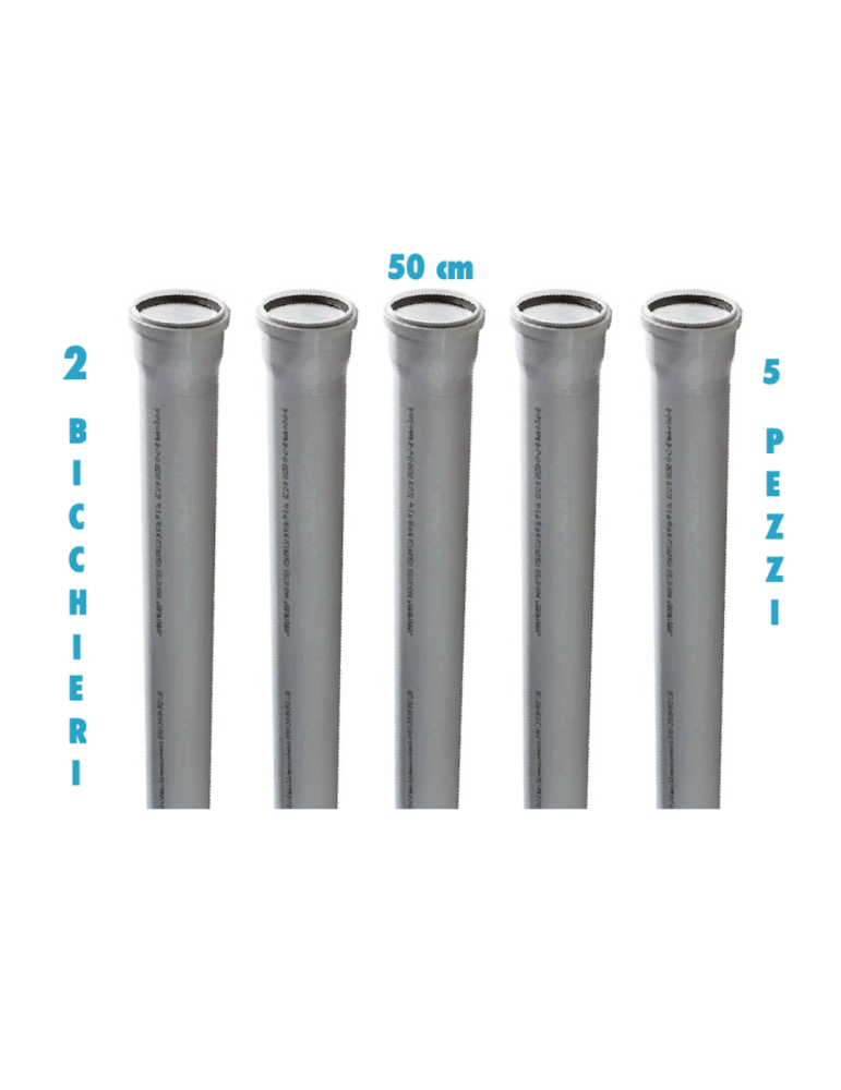 Tubo polipropilene 50 cm 2 Bicchieri ad innesto (5 PEZZI) diametro 32 mm