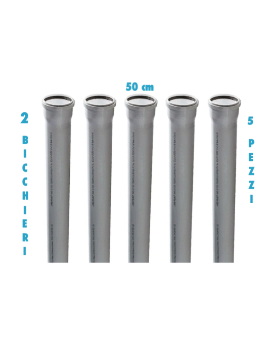 Tubo polipropilene 50 cm 2 Bicchieri ad innesto (5 PEZZI) diametro 32 mm