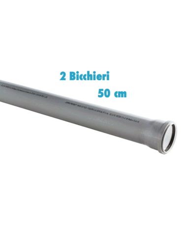 Tubo polipropilene 50 cm 2 Bicchieri ad innesto diametro 40 mm