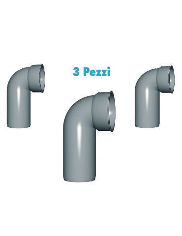 Curve tecniche (3 PEZZI) polipropilene diametro 32 mm Innesto