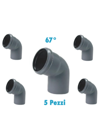 Curve 67° (5 PEZZI)  polipropilene diametro 32 mm Innesto