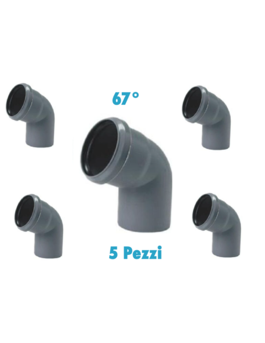 Curve 67° (5 PEZZI)  polipropilene diametro 32 mm Innesto