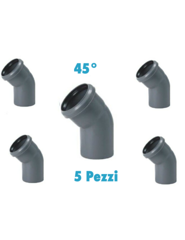Curve 45° (5 PEZZI) polipropilene diametro 32 mm Innesto