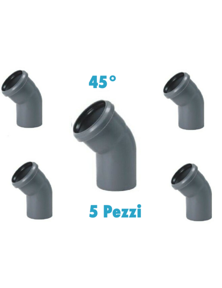 Curve 45° (5 PEZZI) polipropilene diametro 32 mm Innesto
