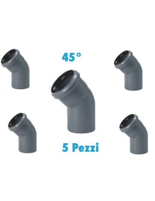 Curve 45° (5 PEZZI) polipropilene diametro 32 mm Innesto