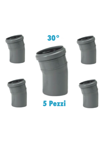 Curve 30° (5 PEZZI)  polipropilene diametro 32 mm Innesto