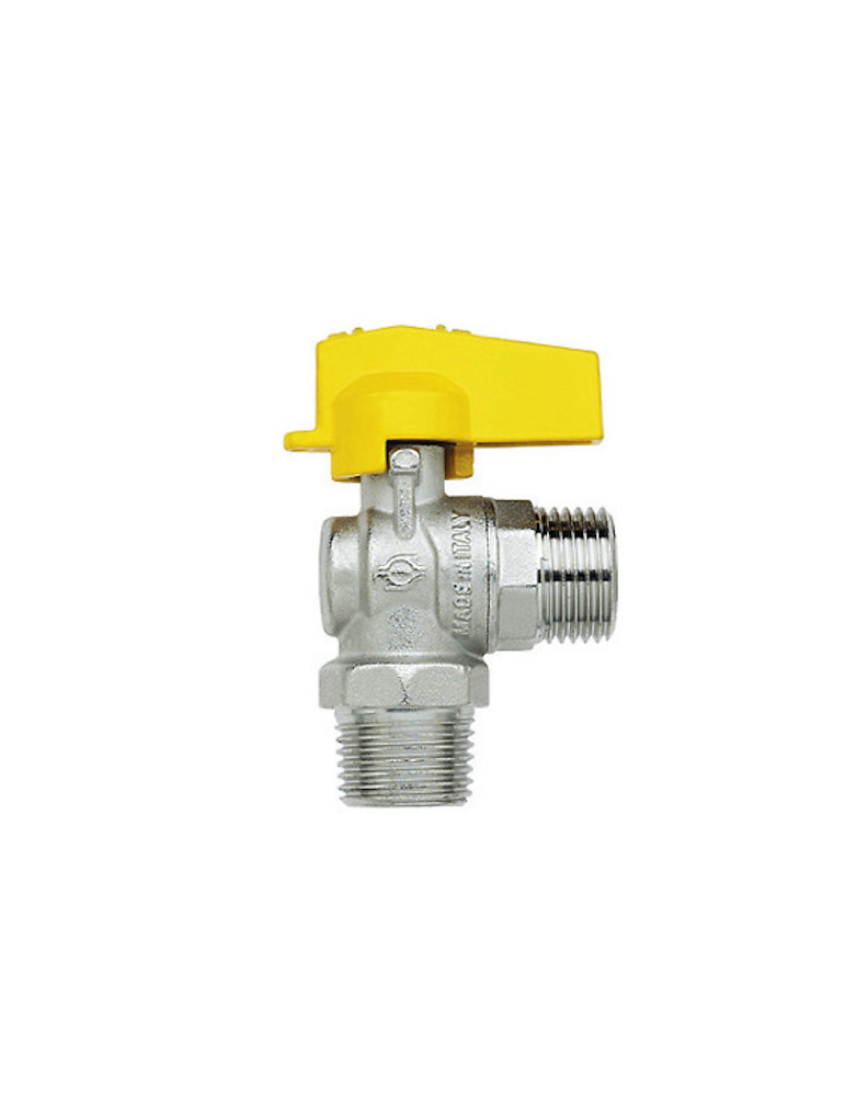 Valvola rubinetto per gas cucina a squadra maschio 1/2"