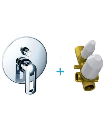 Eurorama Miscelatore Doccia Incasso Con Deviatore 2 Uscite Serie NEVA PE133030 + 730330