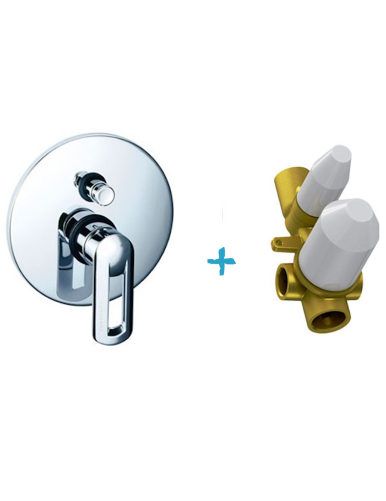 Eurorama Miscelatore Doccia Incasso Con Deviatore 2 Uscite Serie NEVA PE133030 + 730330