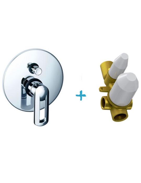 Eurorama Miscelatore Doccia Incasso Con Deviatore 2 Uscite Serie NEVA PE133030 + 730330