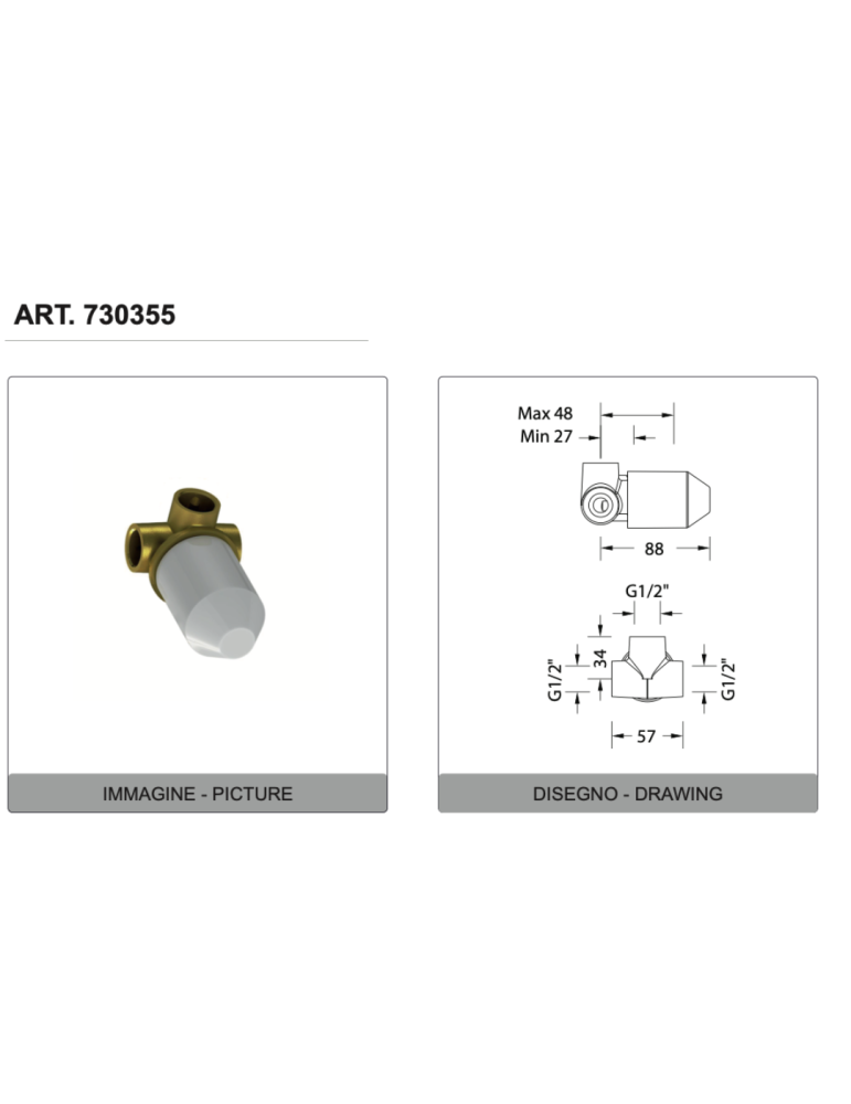 Eurorama Miscelatore Doccia Incasso Serie NEVA PE133055 + 730355 dis. tec.