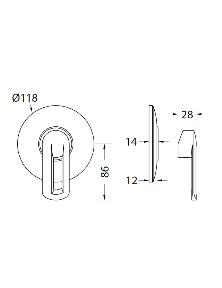 Eurorama Miscelatore Doccia Incasso Serie NEVA PE133055 + 730355 disegno tecnico