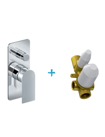 Eurorama Miscelatore Doccia Incasso Con Deviatore 2 Uscite Serie CHARMA PE148030 + 730330