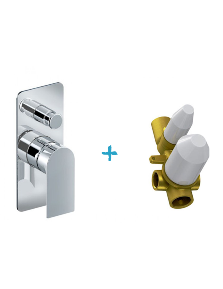 Eurorama Miscelatore Doccia Incasso Con Deviatore 2 Uscite Serie CHARMA PE148030 + 730330
