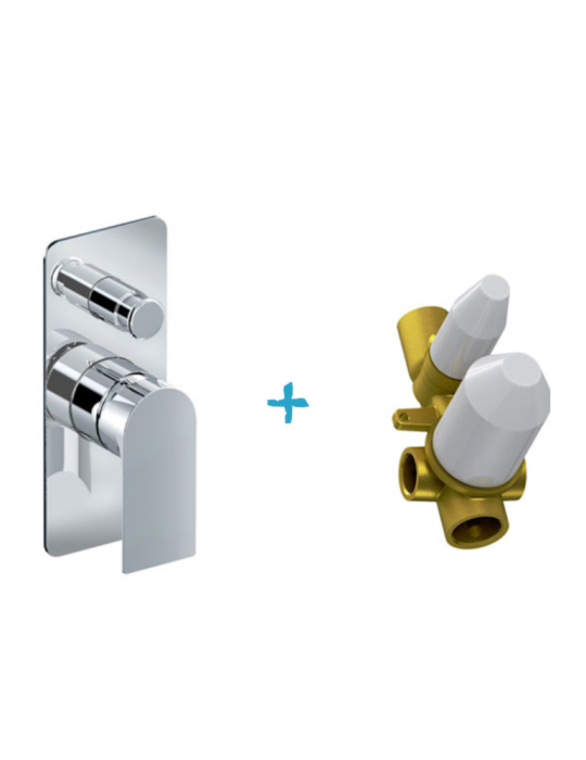 Eurorama Miscelatore Doccia Incasso Con Deviatore 2 Uscite Serie CHARMA PE148030 + 730330