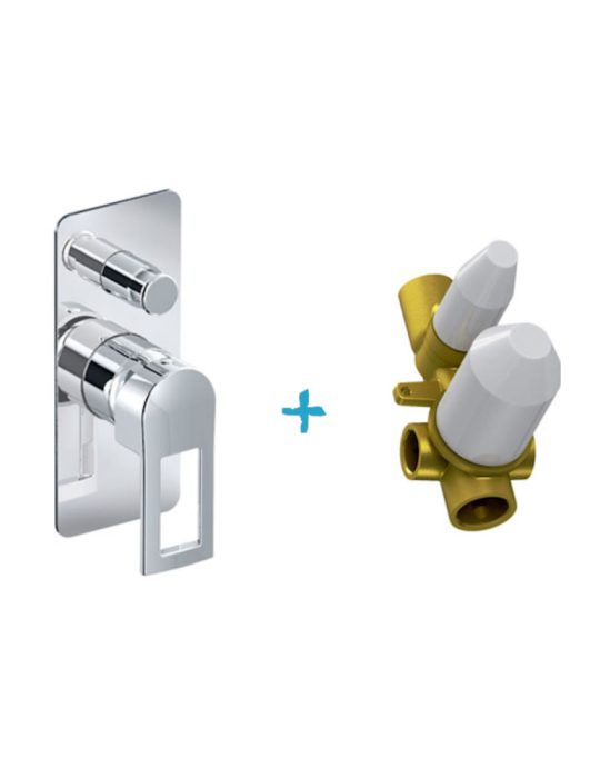 Eurorama Miscelatore Doccia Incasso Con Deviatore 2 Uscite  Serie FLUE PE138030SL + 730330