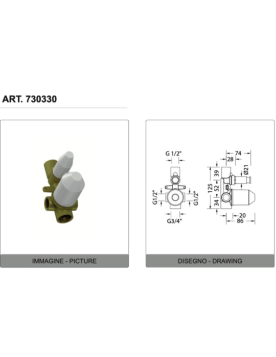 Eurorama Miscelatore Doccia Incasso Con Deviatore 2 Uscite  Serie FLUE PE138030SL + 730330 dettagli tecnici