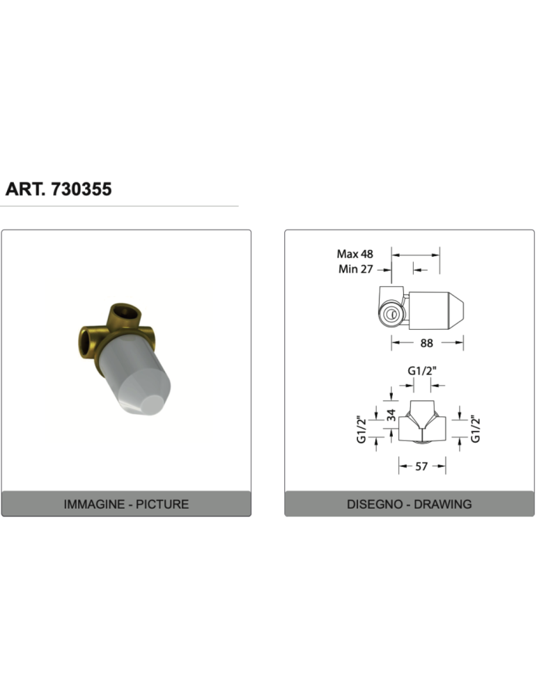 Eurorama Miscelatore Doccia Incasso Serie FLUE PE138055SL + 730355 disegno tecnico