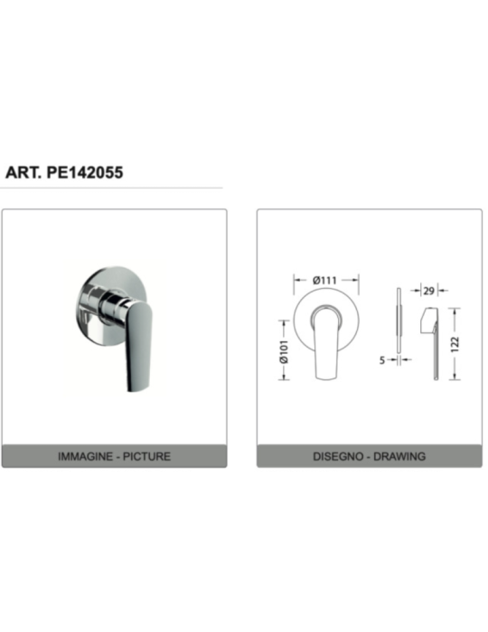 Eurorama Miscelatore Doccia Incasso Serie KLINT PE142055 + 730355 disegni tecnici
