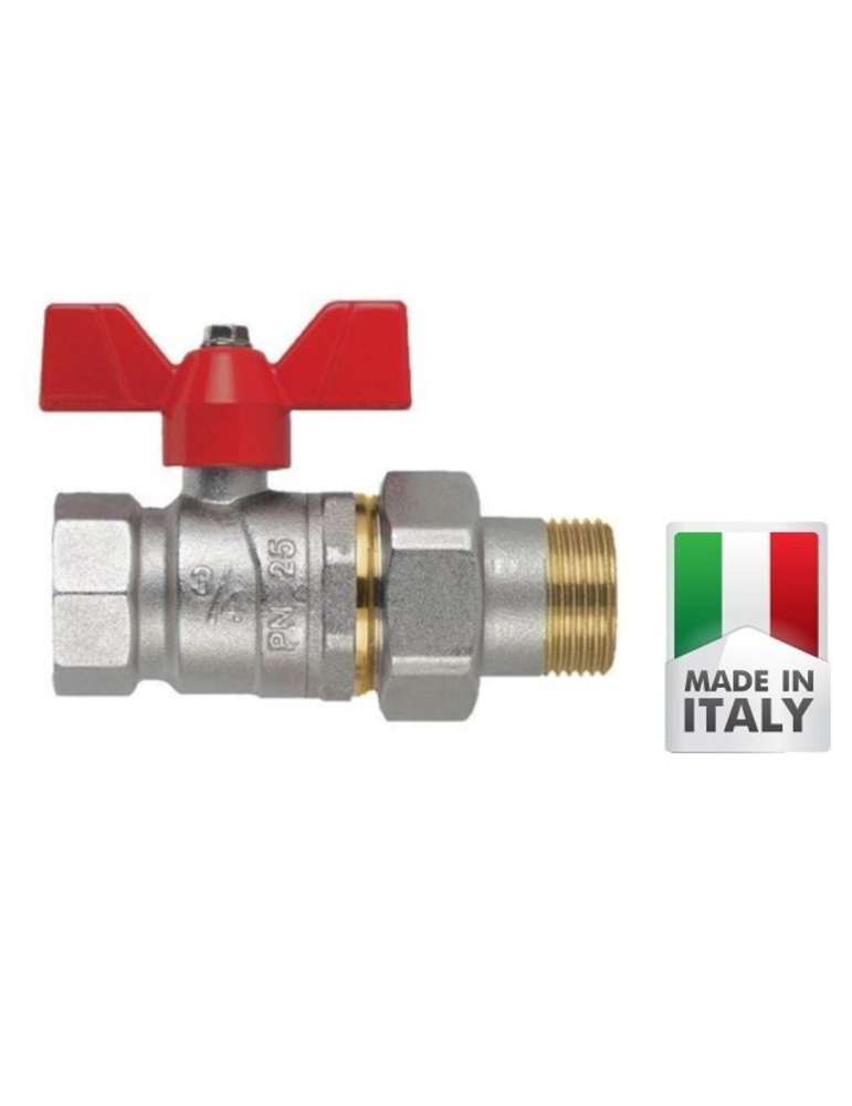 Valvola a sfera M/F da 1/2 a 1 1/4 con bocchettone a farfalla