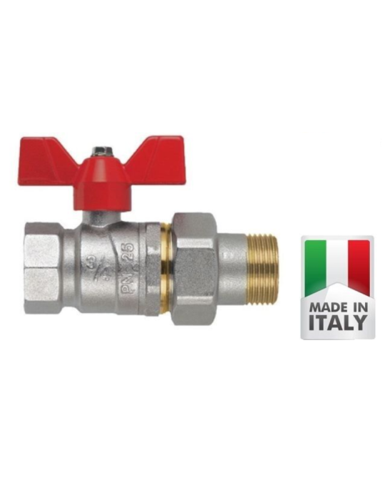 Valvola a sfera M/F da 1/2 a 1 1/4 con bocchettone a farfalla