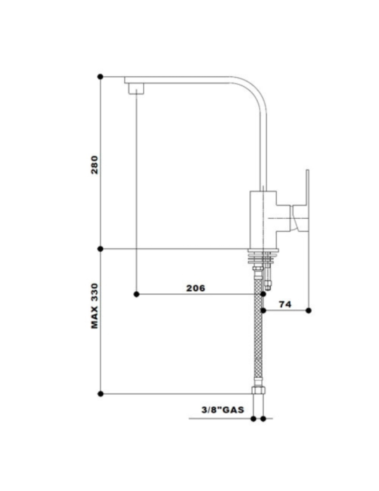GS Rubinetterie Miscelatore Lavello Modello Indaco 5097 Cromo disegno tecnico