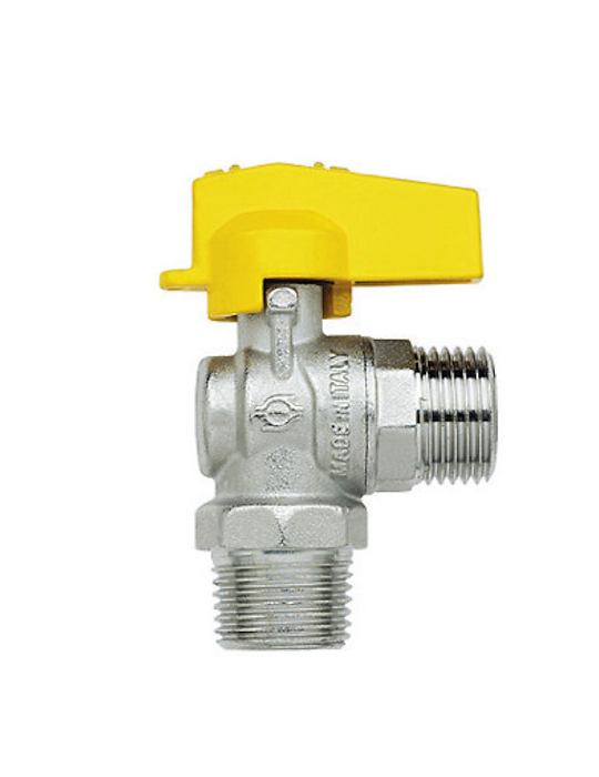 Valvola rubinetto gas cucina a squadro maschio 1/2" Conf. 3 pezzi