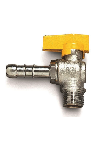 Valvola rubinetto gas a squadro portagomma 1/2" METANO Conf. 3 pezzi