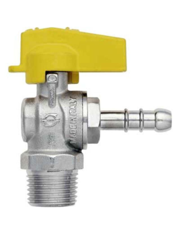 Valvola rubinetto gas a squadro portagomma 1/2" GPL Conf. 3 pezzi