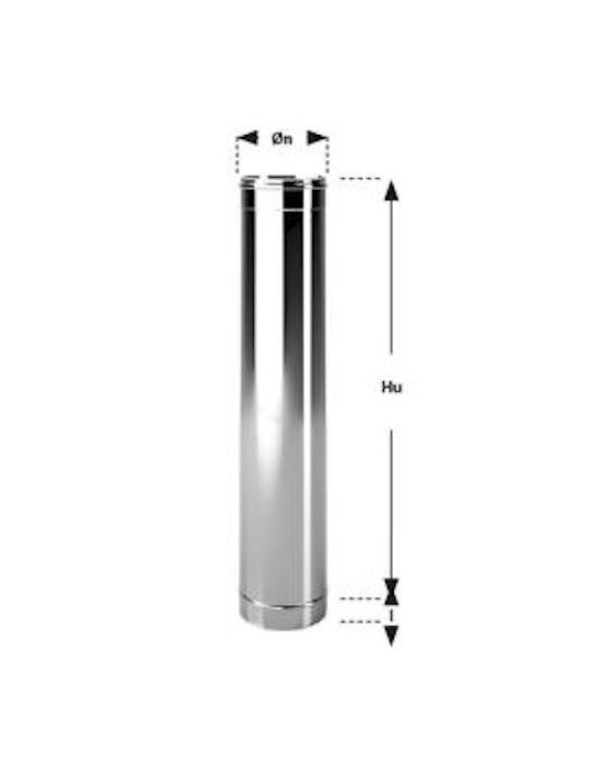 Tube de cheminée en acier inoxydable Aisi 304 BA épaisseur 0,44 mm. 1 mètre. Ø80 Conf. 3 pièces