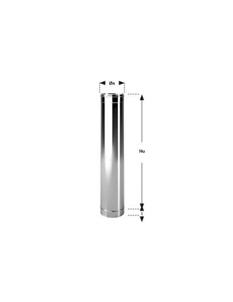 Tube de Cheminée en Acier Inoxydable Aisi 304 BA Épaisseur 0,44 mm. 50 CM. Ø80 Conf. 3 pièces