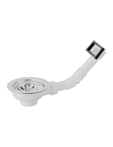 Bonomini Panier de vidange en PVC blanc pour éviers avec trop plein QUADRO - 1"1/2 x Diam. 90