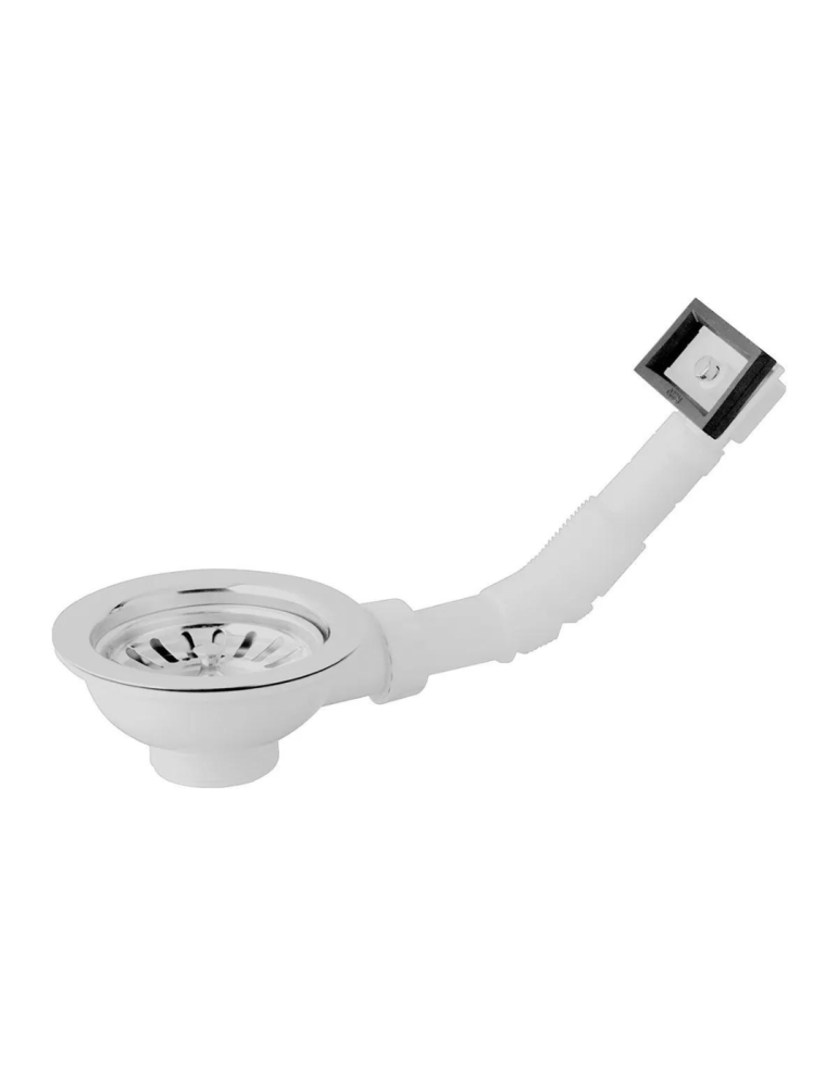 Bonomini Panier de vidange en PVC blanc pour éviers avec trop plein QUADRO - 1"1/2 x Diam. 90