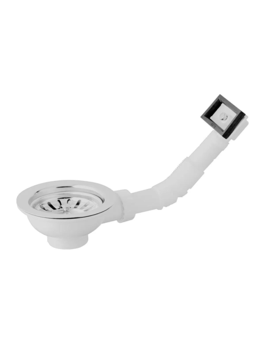 Bonomini Panier de vidange en PVC blanc pour éviers avec trop plein QUADRO - 1"1/2 x Diam. 90