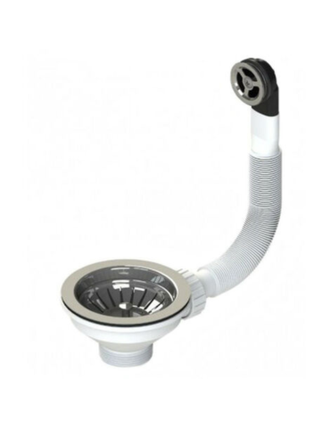 Bonomini Panier de Vidange en PVC Blanc pour éviers avec trop-plein Rond - 1"1/2 x Diam. 90