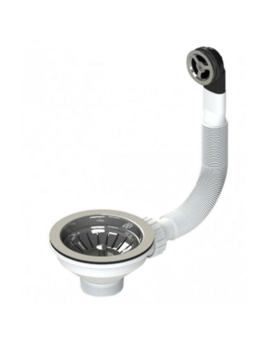 Bonomini Panier de Vidange en PVC Blanc pour éviers avec trop-plein Rond - 1"1/2 x Diam. 90