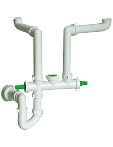 Bonomini Siphon Évier Gain de Place 2 Voies 1"1/2