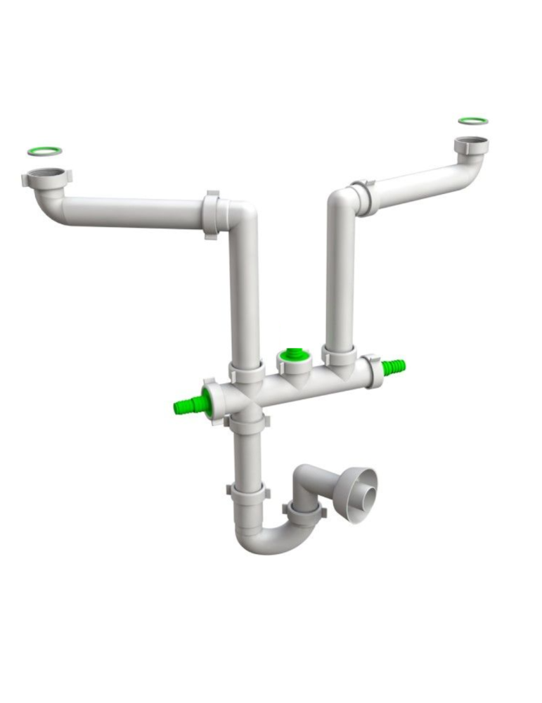 Bonomini Siphon Évier Gain de Place 2 Voies 1"1/2