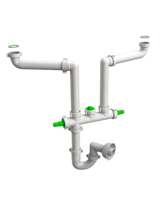 Bonomini Siphon Évier Gain de Place 2 Voies 1"1/2