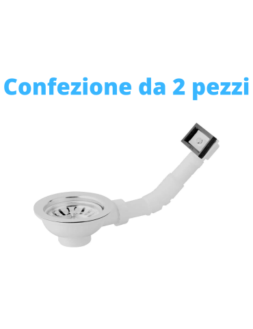 Bonomini Crépine Basket en PVC pour éviers avec trop-plein QUADRO - 1"1/2 x Diam. 90 Pack de deux pièces