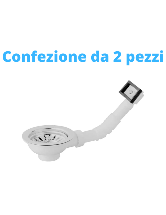 Bonomini Crépine Basket en PVC pour éviers avec trop-plein QUADRO - 1"1/2 x Diam. 90 Pack de deux pièces