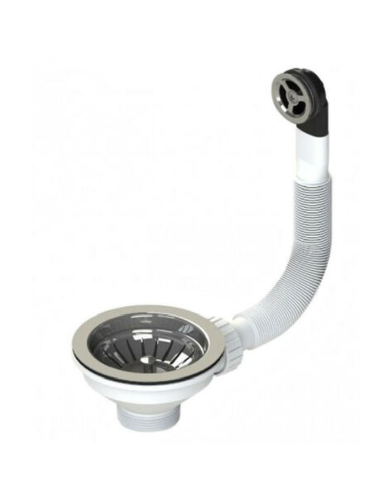 Bonomini Panier de vidange en PVC blanc pour éviers avec trop-plein rond - 1"1/2 x Diam. 90 Paquet de deux pièces